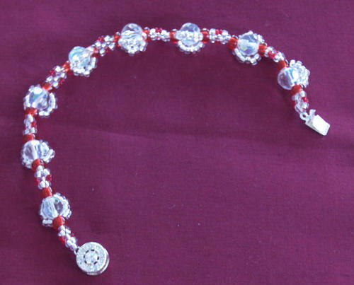 Bracelet Glass Red & Clear crystal finish