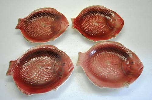 4X VINTAGE ENGLISH CERAMIC FISH DISHES  LENGTH-