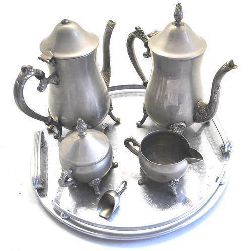 EPNS TEA/COFFEE SET ON TRAY
