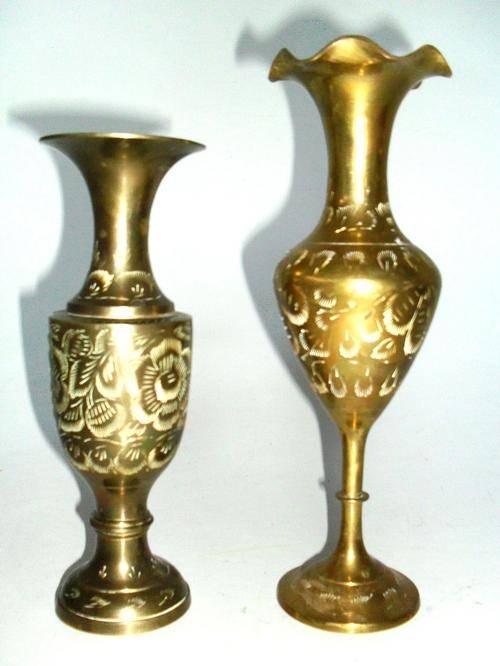 2X BRASS VASES