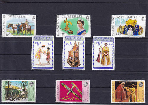 THREE VERY FINE U/M SETS OF THE QUEEN'S SILVER JUBILEE