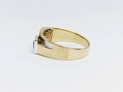 9ct Yellow Gold Gents Designer Ring WIth Moissonite Stone and Small Diamond Ring