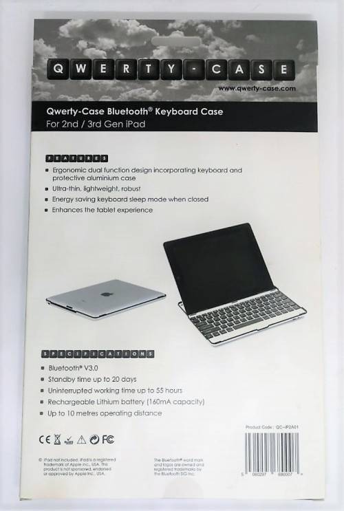 "LATE ENTRY" Apple Ipad 2nd/3rd Gen Bluetooth Full Aluminium QWERTY CASE Keybord