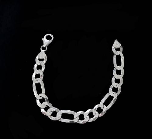Wow !!! Stunning Solid 925 Silver Figaro Link Bracelet - Please See Description !!!!