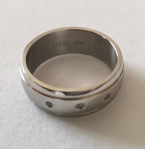 Wow!!! Designer Stainless Steel Icon Gents wedding Band, gold Inlay & 3 x Natural diamonds.