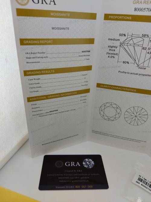 R1 Start ,Wow!!! 1.0ct Certified Moissanite ,D Color, VVS1 Clarity