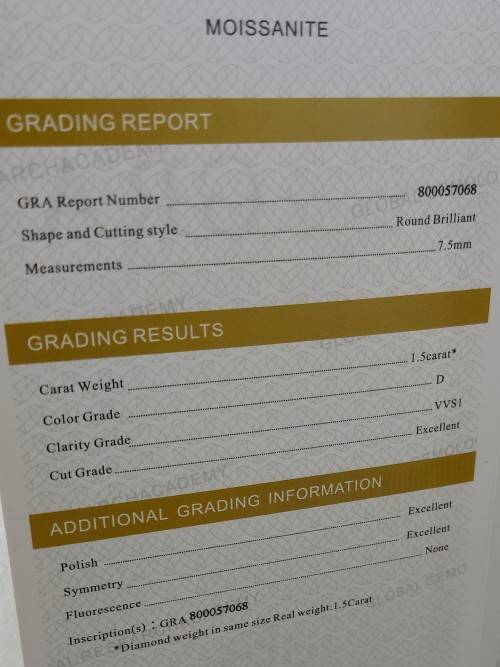 R1 Start ,Wow!!! 1.0ct Certified Moissanite ,D Color, VVS1 Clarity