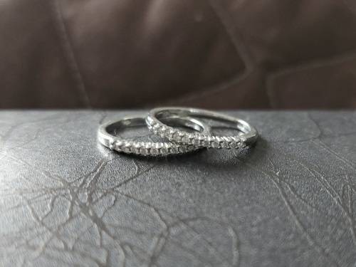 2 x Solid 9ct White Gold Diamond Eternity Bands, See Full Descrition Please !!!!