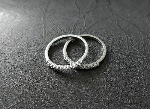 2 x Solid 9ct White Gold Diamond Eternity Bands, See Full Descrition Please !!!!