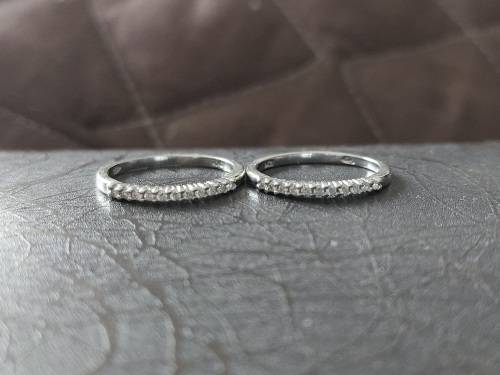 2 x Solid 9ct White Gold Diamond Eternity Bands, See Full Descrition Please !!!!