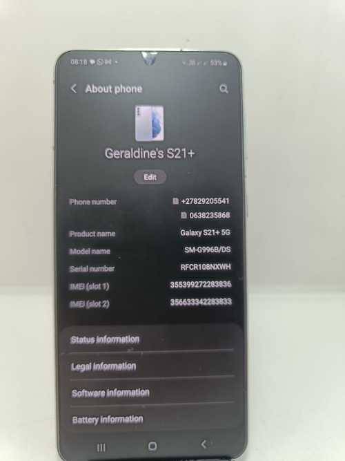 Samsung S21 Plus, 256gig, dual sim, 8gig Ram, Local Stock, with charger