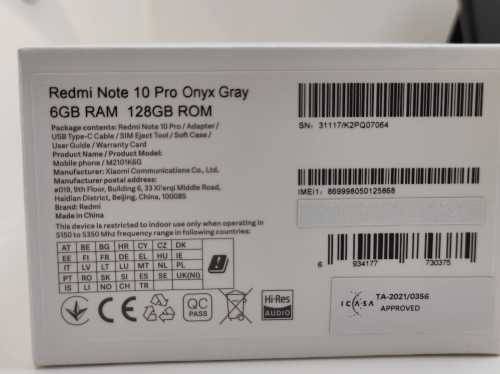 Xiaomi Note 10 Pro cellphone, 6gig Ram, 128gig storage, Local, One day old, Onyx Grey Color.