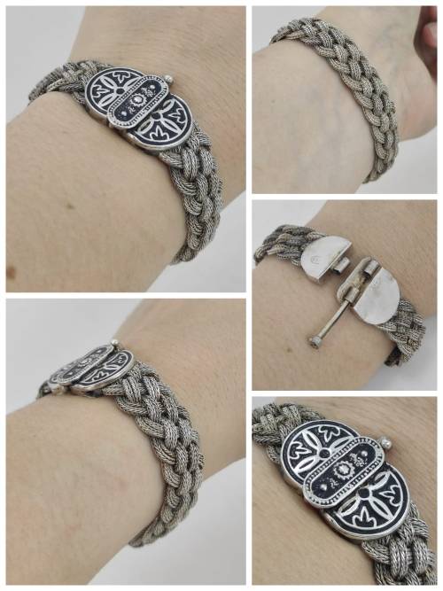 Solid 925 Silver Vintage Designer Woven Style Bracelet one of a kind!!