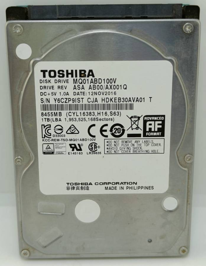 4 x Toshiba 2.5` Laptop Hard drives, 2 x 1000gig & 2 x 500gig Sizes, one bid for all, as per pics