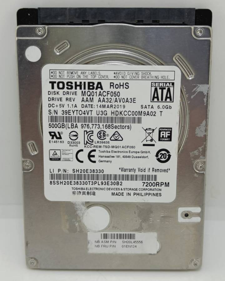 4 x Toshiba 2.5` Laptop Hard drives, 2 x 1000gig & 2 x 500gig Sizes, one bid for all, as per pics