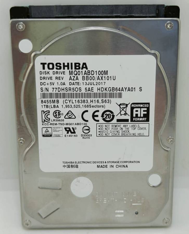 4 x Toshiba 2.5` Laptop Hard drives, 2 x 1000gig & 2 x 500gig Sizes, one bid for all, as per pics