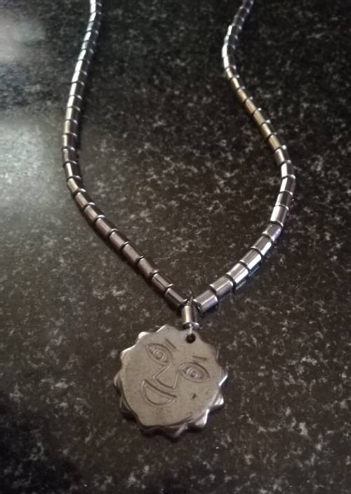 R1 Start - Vintage Hematite Stone beaded necklace and pendant