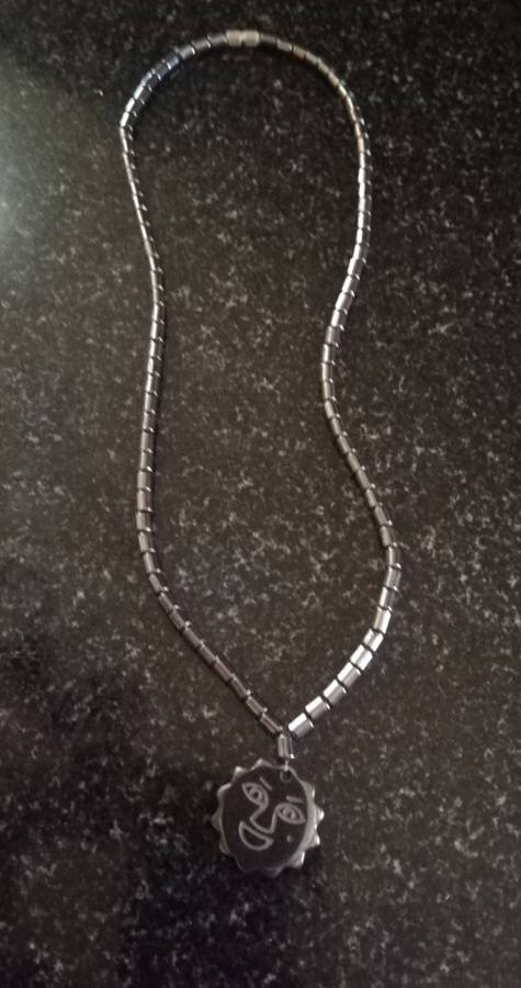 R1 Start - Vintage Hematite Stone beaded necklace and pendant