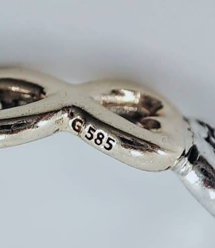 Solid 14ct Gold and Silver Pandora Infinity Promise Ring, Genuine Pandora.