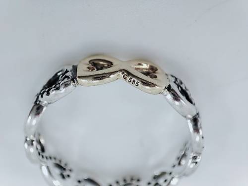 Solid 14ct Gold and Silver Pandora Infinity Promise Ring, Genuine Pandora.