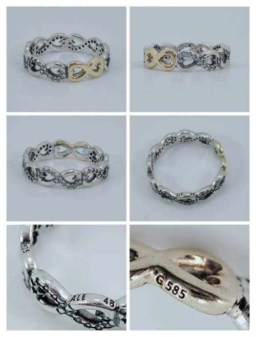 Solid 14ct Gold and Silver Pandora Infinity Promise Ring, Genuine Pandora.