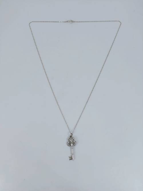 Solid 925 Silver Designer 21 Key style Pendant and Fine Chain Set