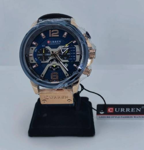 Curren Chronograph Sports Watch, Rose Gold and Blue  Brand new Never used!!!