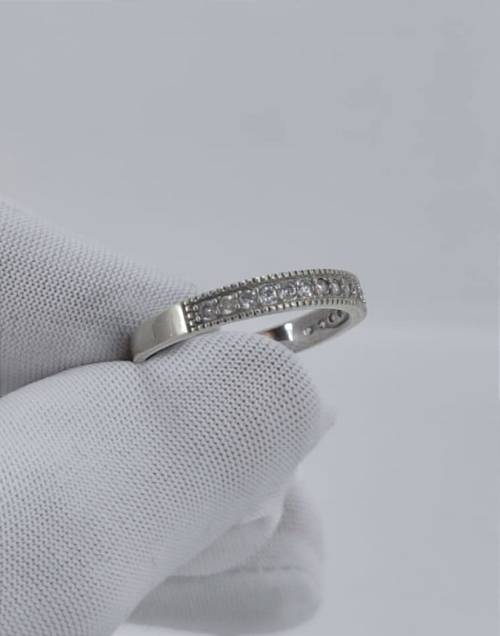 Solid 925 Silver Designer Eternity Band, With Top White Cubic Zirconia`s!!!