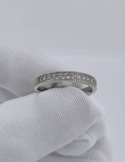 Solid 925 Silver Designer Eternity Band, With Top White Cubic Zirconia`s!!!