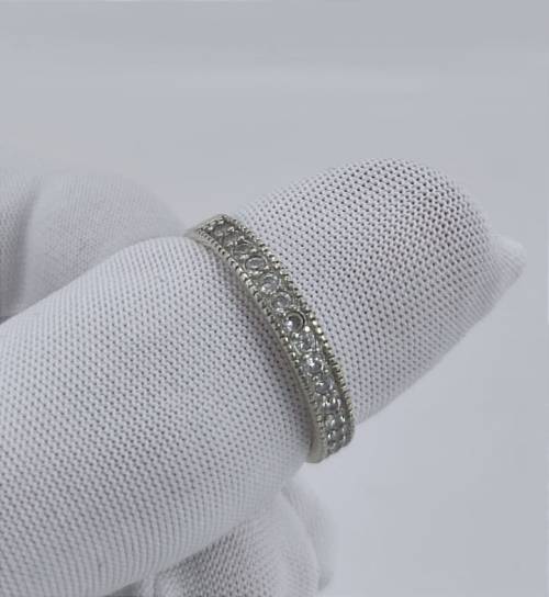 Solid 925 Silver Designer Eternity Band, With Top White Cubic Zirconia`s!!!