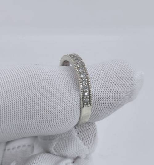 Solid 925 Silver Designer Eternity Band, With Top White Cubic Zirconia`s!!!