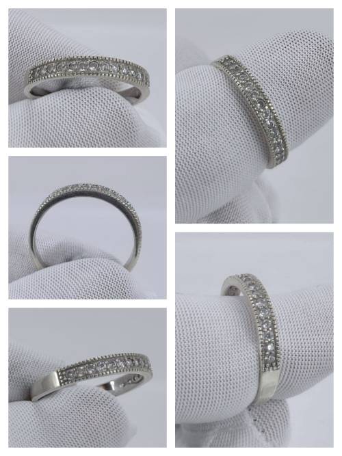 Solid 925 Silver Designer Eternity Band, With Top White Cubic Zirconia`s!!!