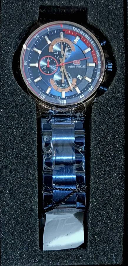 Wow!! Mini Focus Gents Designer Chronograph Watch, Blue /Rose Gold Color, Brand New!!