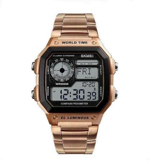 Wow!! Skmei Gents Military Style Sports Watch, Multifunction, Rose Gold Color, Brand New!!