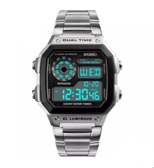 Wow!! Skmei Gents Military Style Sports Watch, Multifunction, Silver Color, Brand New!!