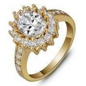 BRAND NEW Gold Plated Simulated Diamond Ladies Ring. Size 7 / N+ / 17.3mm