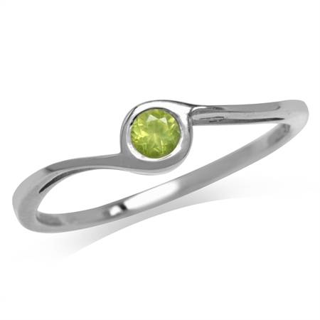 0.10ct Natural Gemstone 925 Solid Sterling Silver Ring - Peridot Size 6