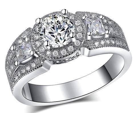 1.57ct Sim Diamond and Accents Halo Engagement Ring - Size 6 / M / 16.3mm