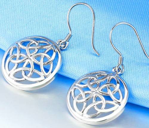 CELTIC KNOT DANGLE EARRINGS 925 STERLING SILVER AND BRASS