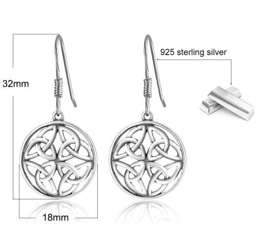 CELTIC KNOT DANGLE EARRINGS 925 STERLING SILVER AND BRASS
