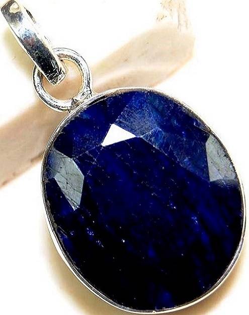 HANDCRAFTED 12ct SAPPHIRE GEMSTONE 925 STERLING SILVER PENDANT