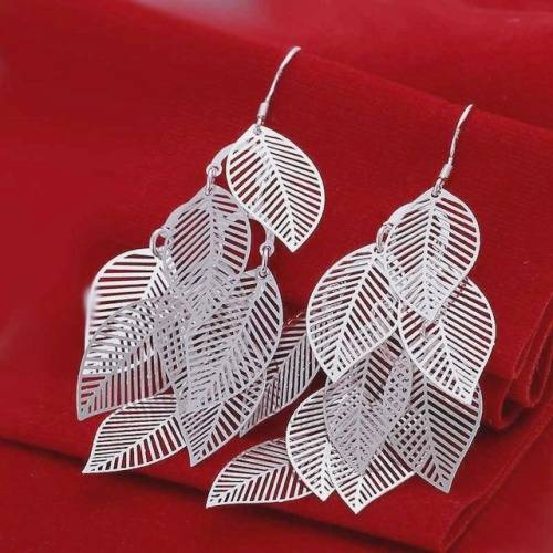 LEAF DANGLE EARRINGS 925 SILVER FILLED