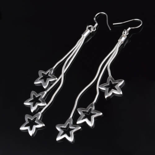 GORGEOUS! TRILOGY OF DANGLING STARS EARRINGS S925 SILVER