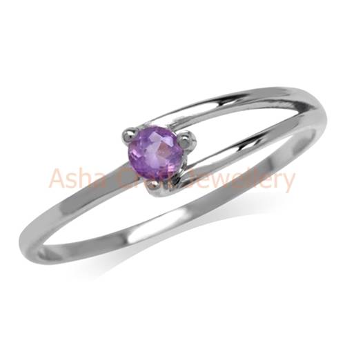 ~~*STER-LING-SIL-VER*~~ Genuine, REAL, Solid, 925 Sterling Silver Ring, Natural Amethyst. Size 7
