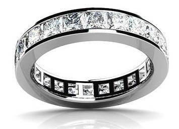 LUXURY 4.20CT. SIM DIAMOND S925 SILVER PRINCESS CUT FULL ETERNITY WEDDING RING