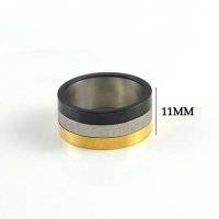 Asha Craft: Solid 316L Stainless Steel Black, Silver, Gold Designer Band. Ring size 11 / V+