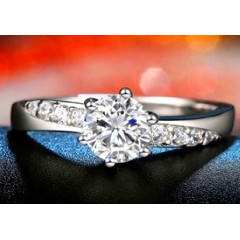 GORGEOUS!! Sparkling 1.46ct Cr.Diamond and Accents Engagement Ring - Size 7 / O