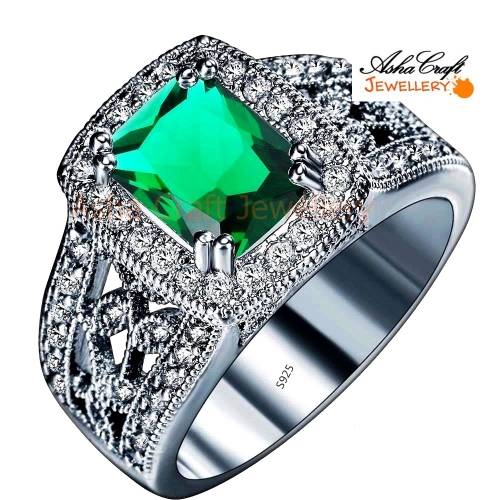 "BLACK GOLD!" Sim Emerald and Accents Victorian Filigree Designer Ring - Size 7.5 / P