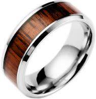 MENS WOOD INLAY 316L STAINLESS STEEL BAND. RING SIZE 9 / R+