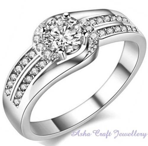 GORGEOUS! 1.15ct Cr.Diamond Designer Inspired Engagement Ring. Size 6/M/16.3mm